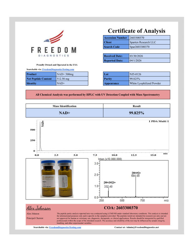 COA preview for NAD+ 500mg